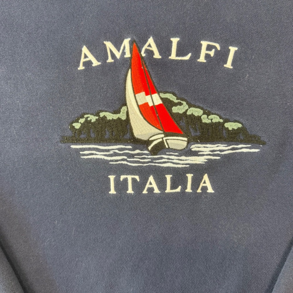 Hollister Amalfi Italia Sailboat Embroidered Sweatshirt Navy Blue XL Relaxed Fit - Picture 3 of 7